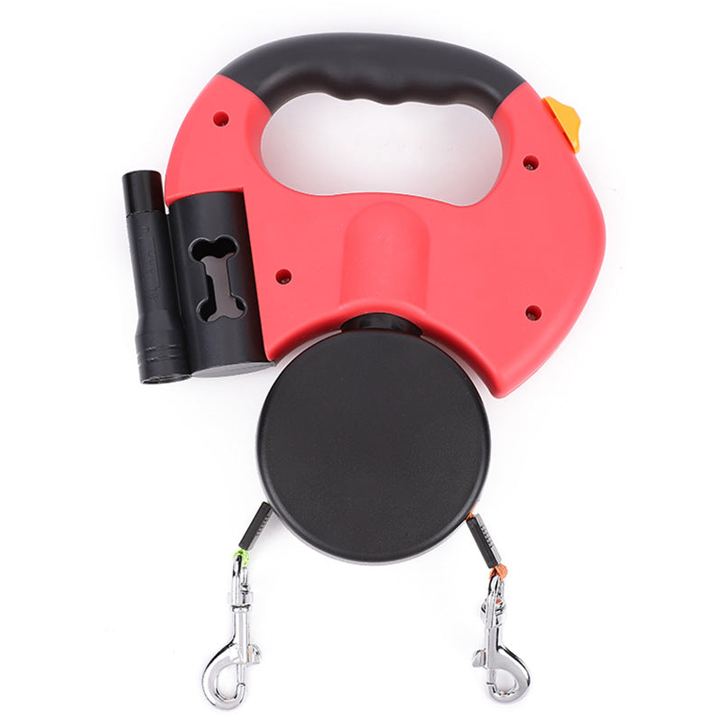 Double Dog Walking Leash with LED Light and Comfort Grip