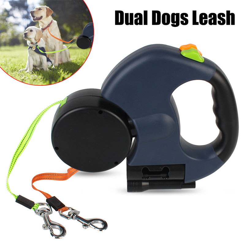 Double Dog Walking Leash with LED Light and Comfort Grip