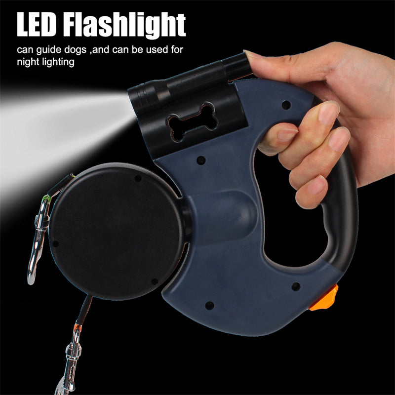 Double Dog Walking Leash with LED Light and Comfort Grip