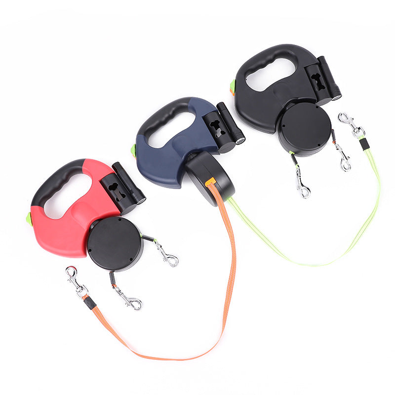 Double Dog Walking Leash with LED Light and Comfort Grip