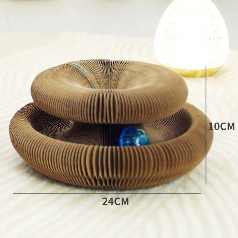 3-in-1 Foldable Cat Scratcher Lounge – Bed, Toy & Scratch Pad