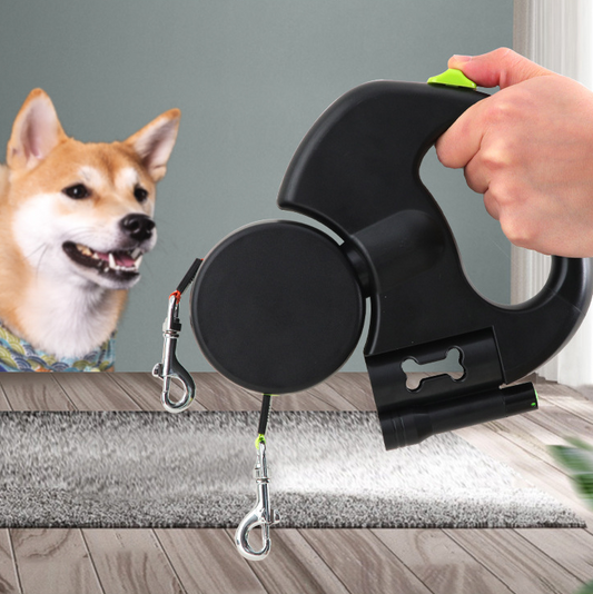 Double Dog Walking Leash with LED Light and Comfort Grip
