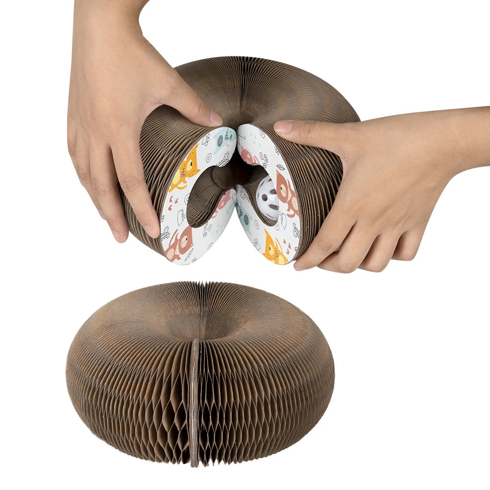 3-in-1 Foldable Cat Scratcher Lounge – Bed, Toy & Scratch Pad