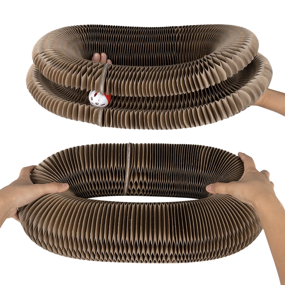 3-in-1 Foldable Cat Scratcher Lounge – Bed, Toy & Scratch Pad
